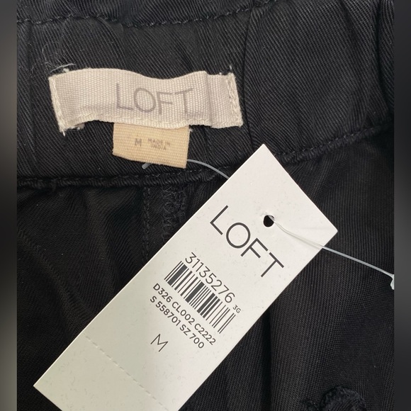 NWT Loft Black Cropped Wide Leg Lightweight Pull On  Pants Size M #1519 - Picture 9 of 13